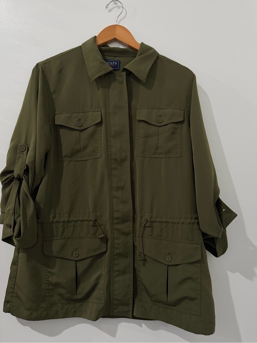 Chaps Olive Utility Jacket with Drawstring Waist